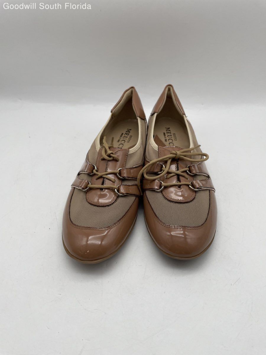 Sesto Meucci Womens Brown Leather Round Toe Lace Up Casual Shoes Size 8 M
