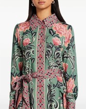 FARM RIO - ARABESQUE FLORAL GREEN MIDI DRESS , SIZE  - MEDIUM, RRP $639