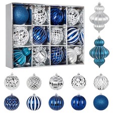 4" Christmas Ball Ornaments Set 12PCS Large Shatterproof Plastic Ornaments Ch...