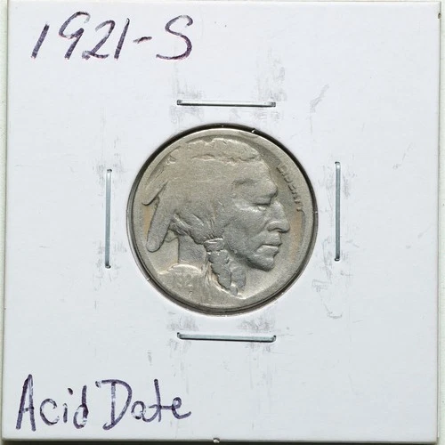 1921-S 5C Buffalo Nickel Acid Dated #6129