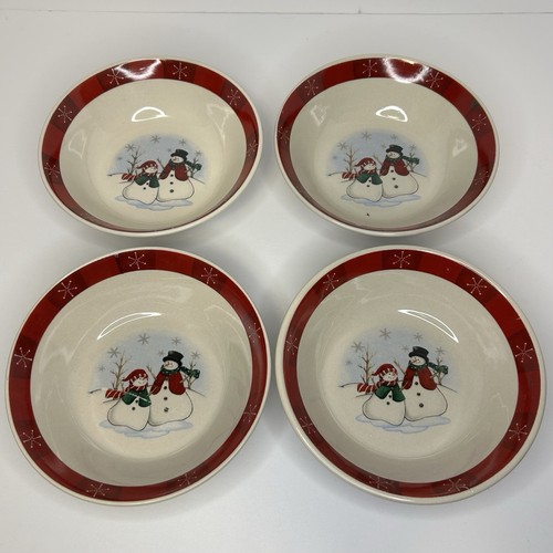 Vtg Christmas Snowman ROYAL SEASONS Stoneware 17 Piece 4 Place Settings Holidays - Picture 11 of 24