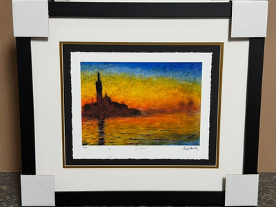 #ad Claude Monet quot;San Giorgio at Duskquot; matted and framed lithograph print $240.00