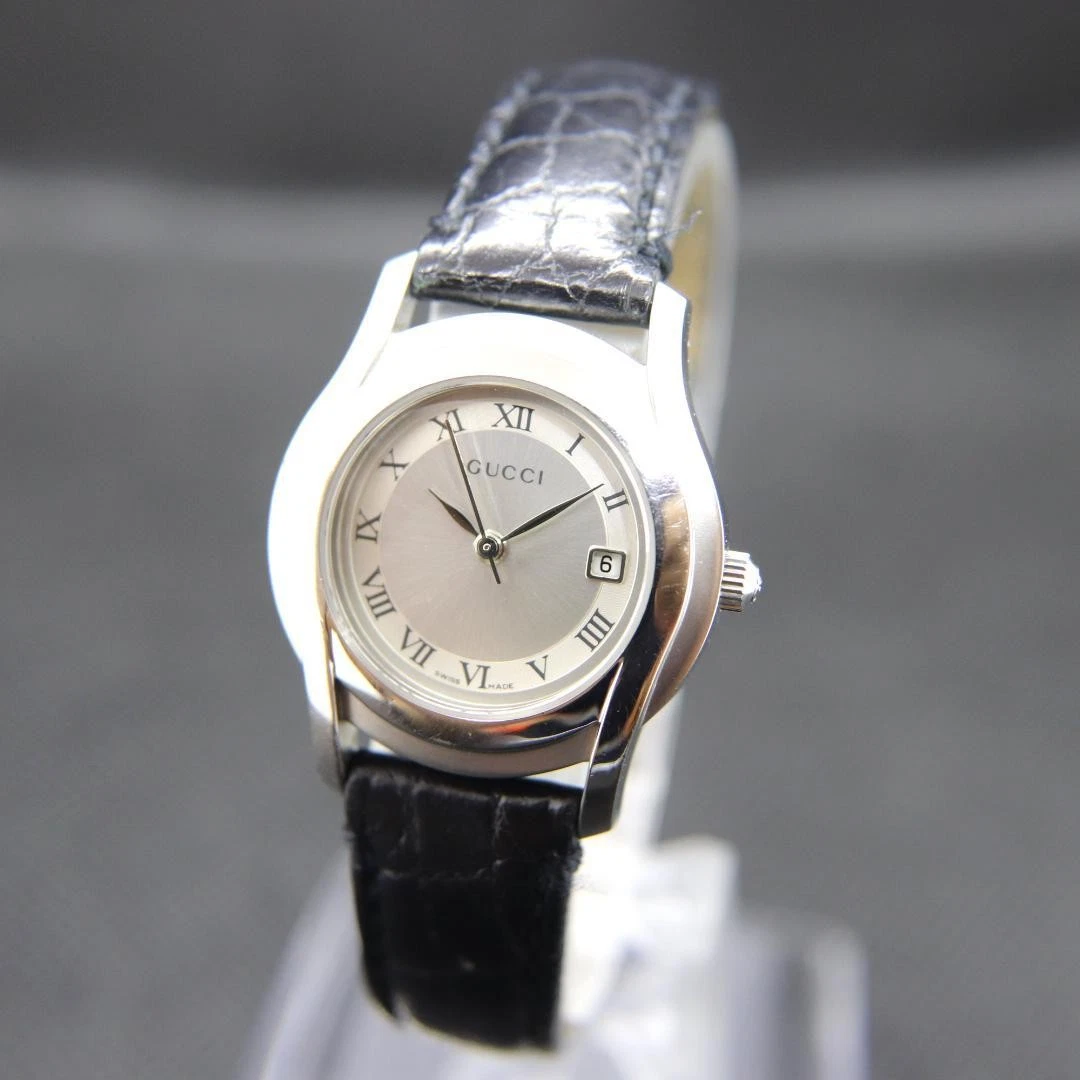 Gucci 5500L Orologio Donna Argento Quarzo 27mm Vintage Tondo Swiss Made Data