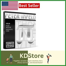 Violin String Set 4/4 Size Medium Tension Synthetic Core, Platinum E, Vibrant...