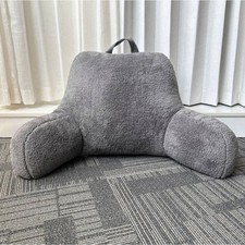 Faux Shearling Bed Rest Pillow Supportive Backrest for Dorm Hypoallergenic Gray