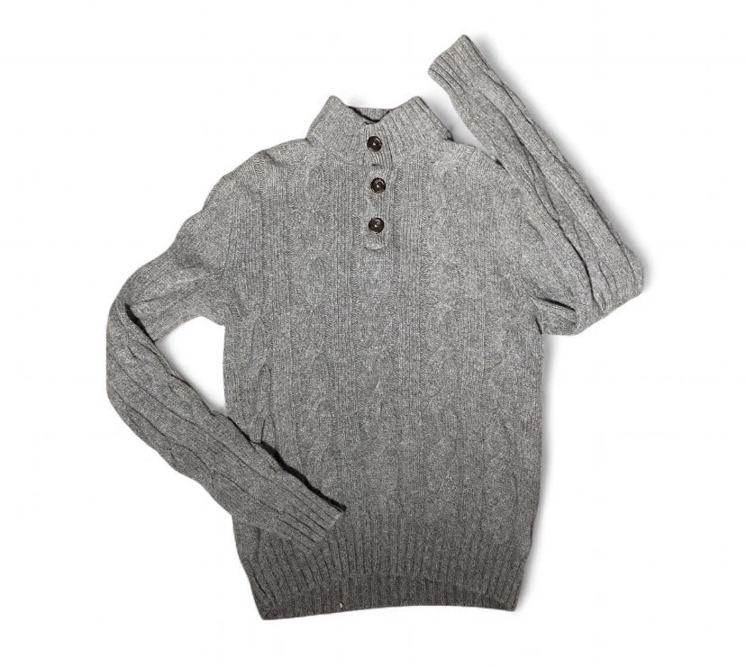 Suéter para mujer Vineyard Vines XS tejido con cable mezcla de lana de cordero 1/4 abotonado Foto 2 de 4