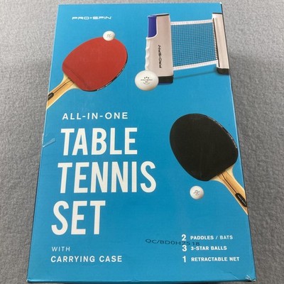 Ping Pong Paddle Set PRO-SPIN All-in-One Portable Table Tennis Game Set NEW