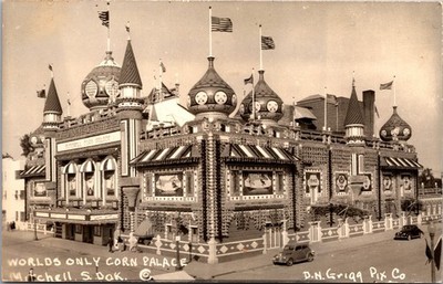 Mitchell South Dakota Corn Palace RPPC Real Photo Postcard 1940 D.N. Grigg