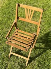 Vintage Aged Wooden Folding Doll Teddy Bear Chair - Brown Wood Chair #SPR312