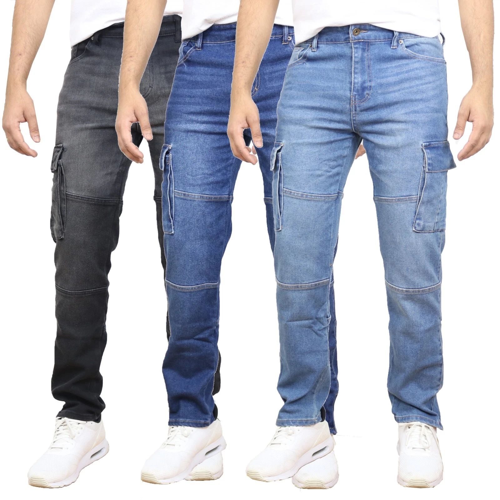 Men’s Stylish Stretch Cargo Pocket Jeans (Sizes- 30-42) Free Shipping