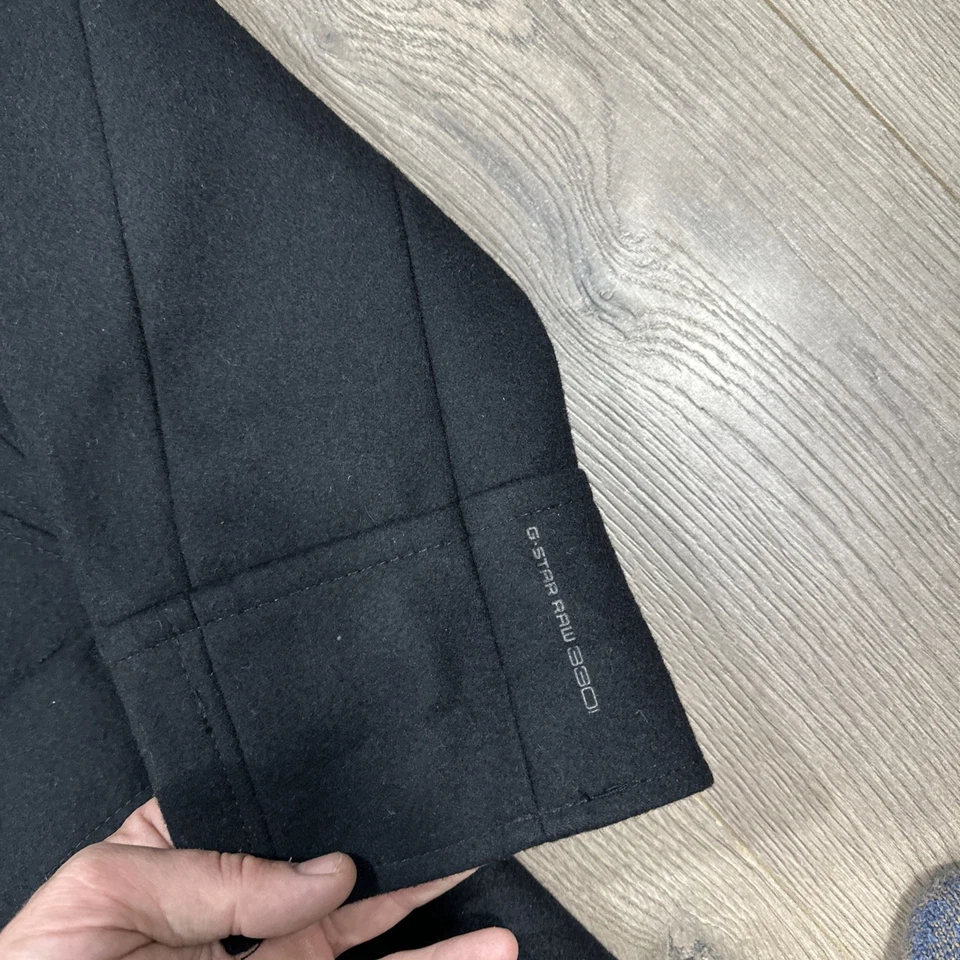 G-STAR RAW Black Wool "Artner Weston" Full Zip Wool Jacket Coat Men's Size XXL - Image 3 of 4