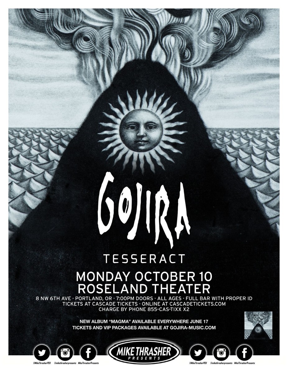 GOJIRA /TESSERACT 2016 PORTLAND CONCERT TOUR POSTER - Groove