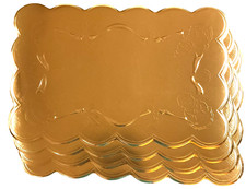 Shiny Gold Vinyl Set Of 4 Placemats Snowmen Scalloped Edges Foam Back Christmas