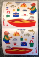 VTG 90s Retired Sticker Sheet LG Mods (2) Fishing Bear Outdoor Camping Activity