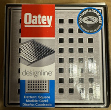 Oatey Designline 4"x4" Stainless Steel Square Shower Drain, Square Pattern Cover