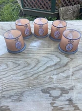 Set of 5 Vintage Chandelier Lamp Shades Painted Glass Art Deco Floral Slip Shade