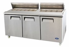 ATOSA MSF8308 STAINLESS STEEL MEGA TOP SANDWICH PREP TABLE 72" 3-DOOR FRIDGE