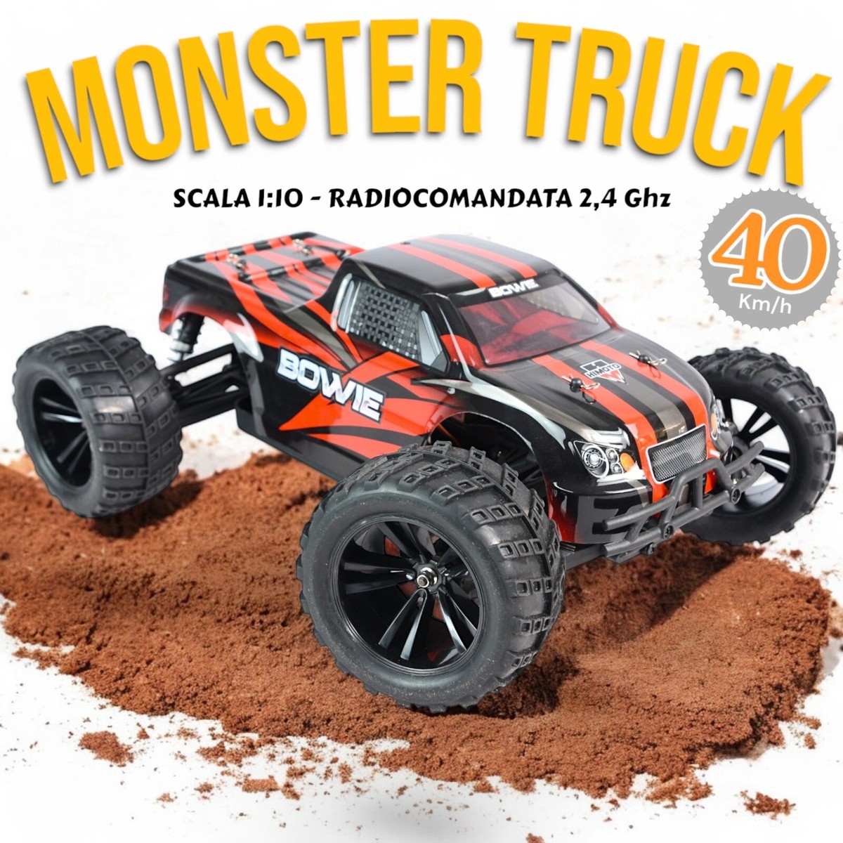 MACCHINA RADIOCOMANDATA OFF-ROAD MONSTER TRUCK ELETTRICO 1:10