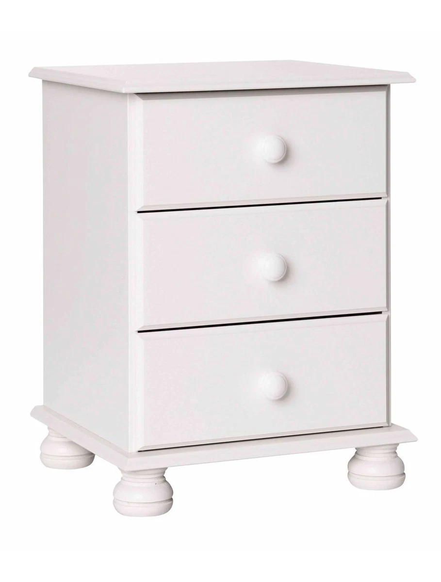 Copenhagen White 3 Drawer Bedside eBay