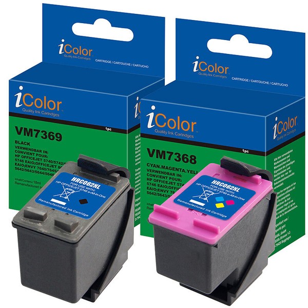 Icolor Recycled Recycled Tintenpatrone FüR Hp, C2P05AN, C2P07AN, 62XL-image