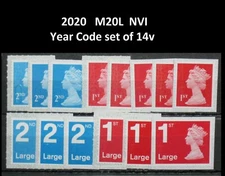 2020 M20L 1st,1st Large, 2nd & 2nd Large NVI Machin YEAR Code SET of 14v