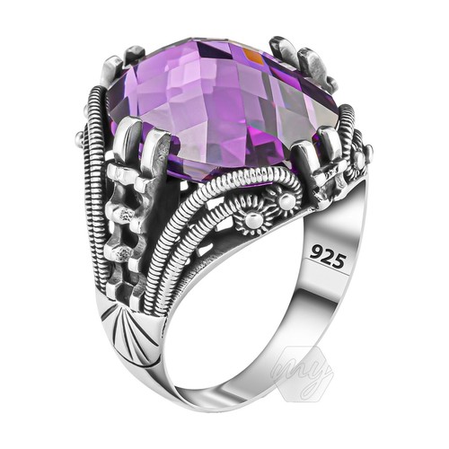 SILVER925 PURPLE STONE DESIGN RING/リング Purple Stone Flower Design Sterling Silver Ring 925 | eBay