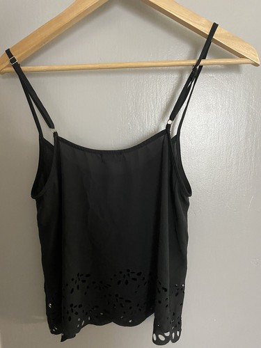 JOHN GALT Black Spaghetti Strap Crop Top Cut Out Design Sz OS Sexy - Picture 4 of 4