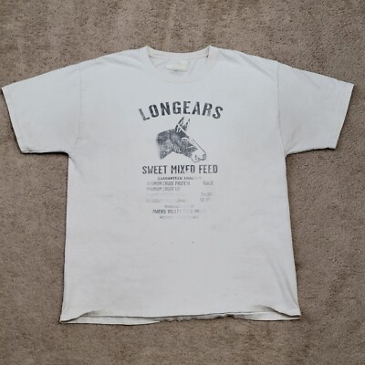 Longears Sweet Mixed Feed Bishop Ca Distressed White T Shirt Large Donkee Farm