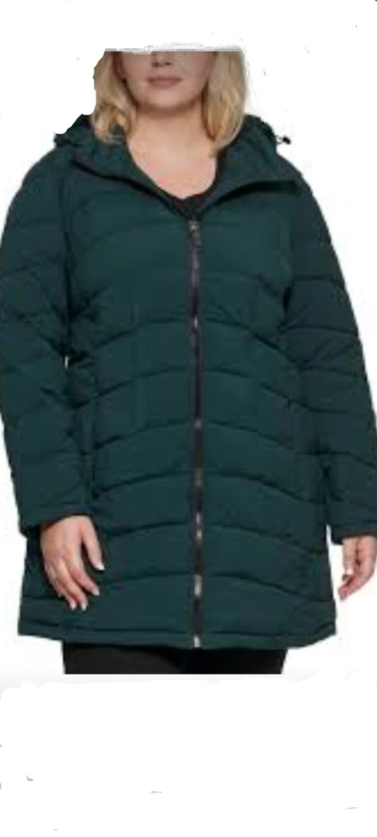 Calvin klein plus size coat hooded long puffer Clearance