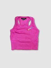 $47 FBZ Kid's Girl's Pink Embroidered Cropped Racerback Tank Top Size Medium