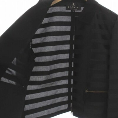 Lanvin Collection Jacket Zip Up Border Outerwear 40 L Black