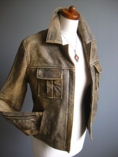 Ben Sherman Leather Jacket Trucker 14 Reefer Fight Club Biker Distressed Real