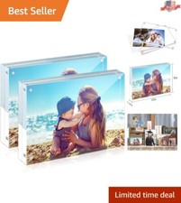Magnetic Frame 8x10 Acrylic Picture Frames - UV Protection, 2-Pack Display Stand