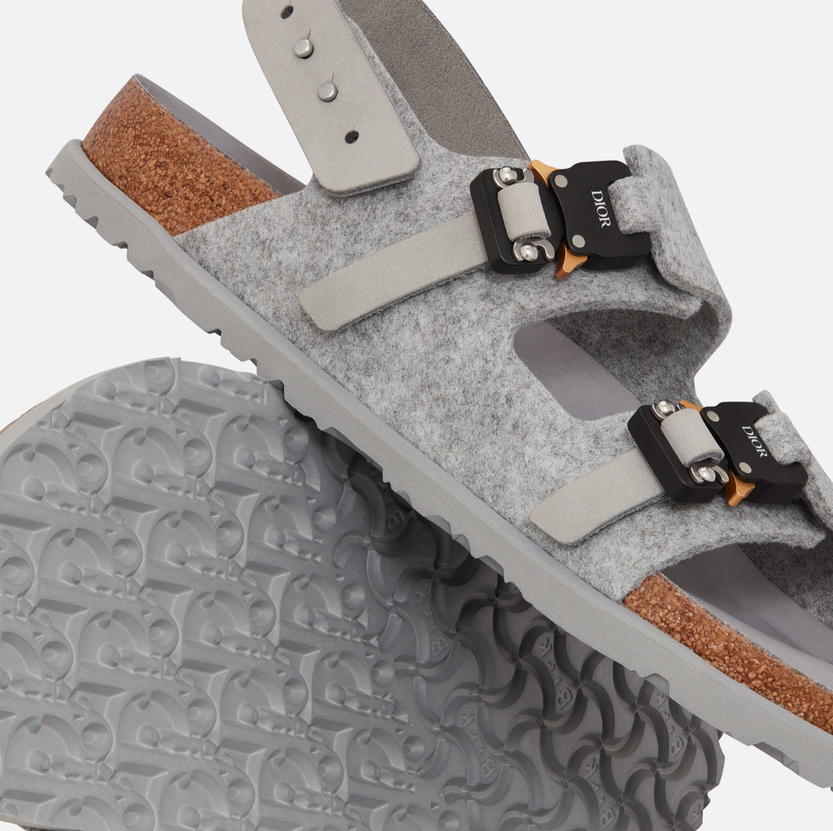 Dior By Birkenstock Milano Sandal Grey Felt Wool Slingback 