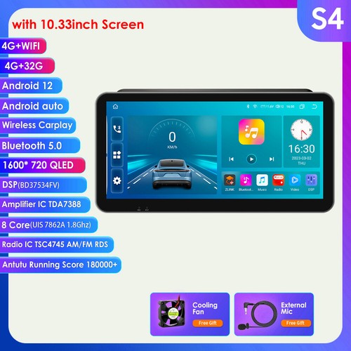 10.33" CarPlay Android12 Radio for Audi A3 8P Quattro 2003-2012 Car Stereo 4+32G - Picture 1 of 6