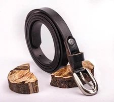 NBE14 Black Cute Women's Genuine Leather Thin Cowhide Belt Waistband Pin Buckle