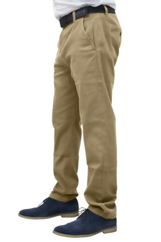 Mens Regular Fit Chino Trousers Stretch Casual Cotton Flat Front Flex Full Pants - Picture 11 of 30