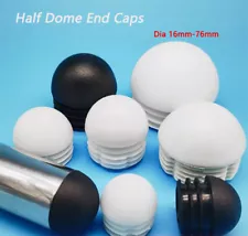 Round End Caps Half Dome Plastic Blanking Plugs Pipe Tube Inserts Dia 16mm-50mm