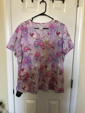 Disney & White Cross Women's XL Cartoon Scrub Tops Lot of 5 Assorted Colors