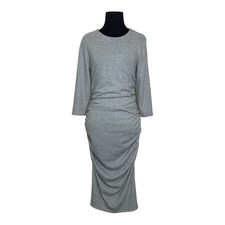 INC gray ruched sides 3/4 sleeves sweater midi dress size small