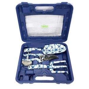 23pc Ensemble d'outils de jardinage avec le cas Shibori motif aluminium & SS Outils