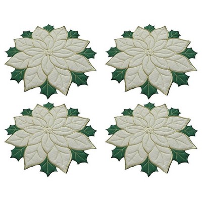 4 Pcs Rote Weihnachtsstern-tischsets Platzdeckchen Aus Stoff Hitzebeständige
