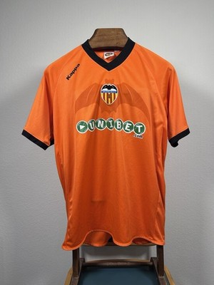 VTG Kappa Valencia CF Soccer Jersey Orange/Black Unibet LFP Patch XL
