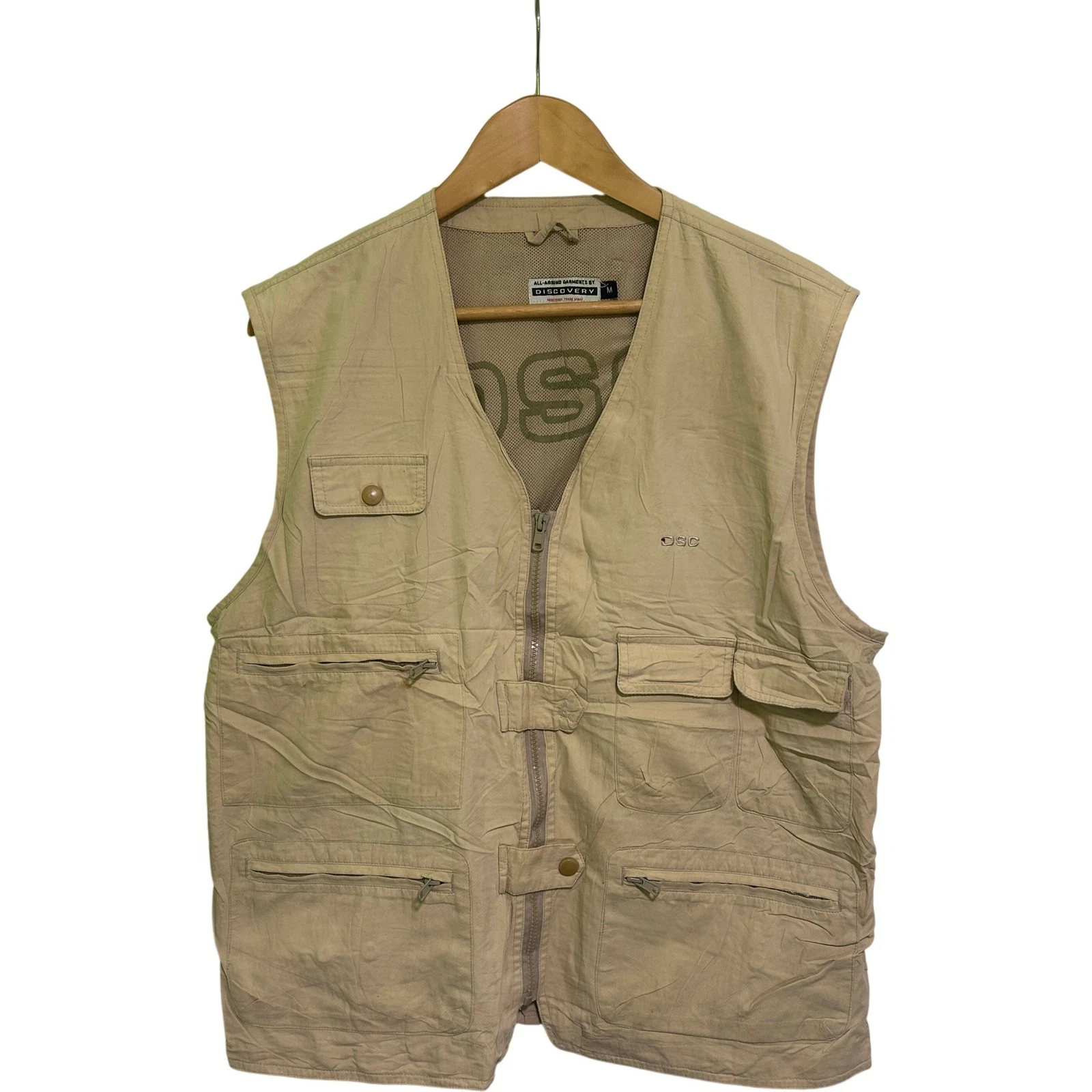 Discovery Vest Men's M Beige Multi-Pocket Outdoor Fishing Vest