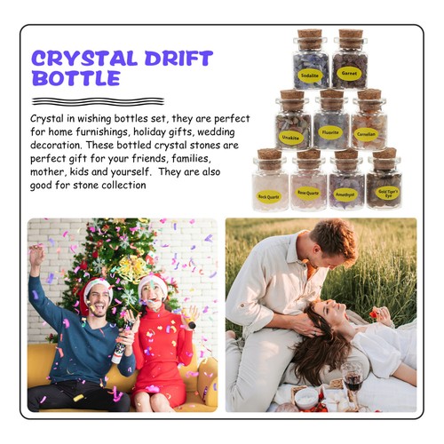 9 Pcs Crystal Stone Wishing Bottle Quartz Mini Glass Decor Bottles - Picture 11 of 12