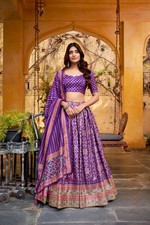 Women Pichwai Print Lehenga Choli Silk Ready to Wear Indian Wedding Party Ghagra