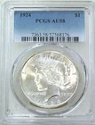 1924 Peace Silver Dollar PCGS AU58 Frosty Bright PQ Just Graded New Holder B255