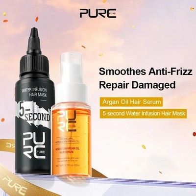 PURC 5 Sekunden Haarmaske & marokkanisches Arganöl Serum professionelle Keratincreme