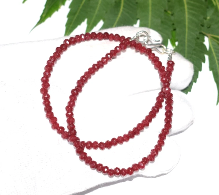 925纯银红色红宝石染色宝石圣诞节30英寸弦项链 — 第 2/4 张图片