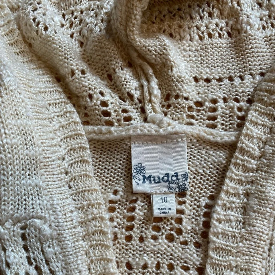 Cardigã feminino tamanho 10 com capuz por Mudd malha acrílica sem fechamento - Imagem 3 de 4